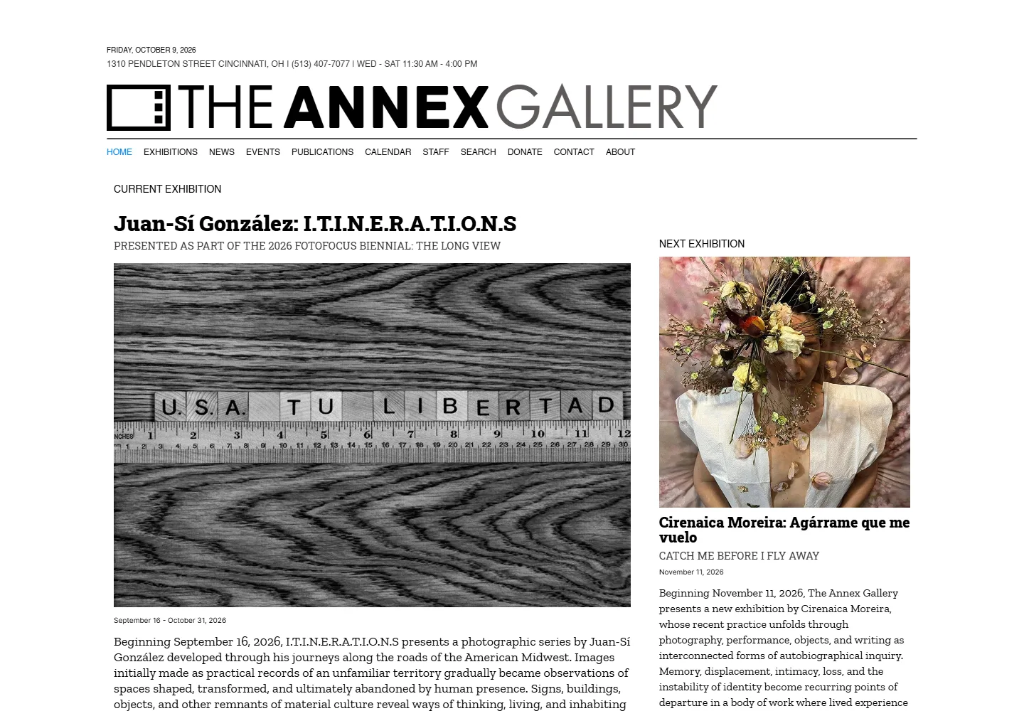 The Annex Gallery — desktop view