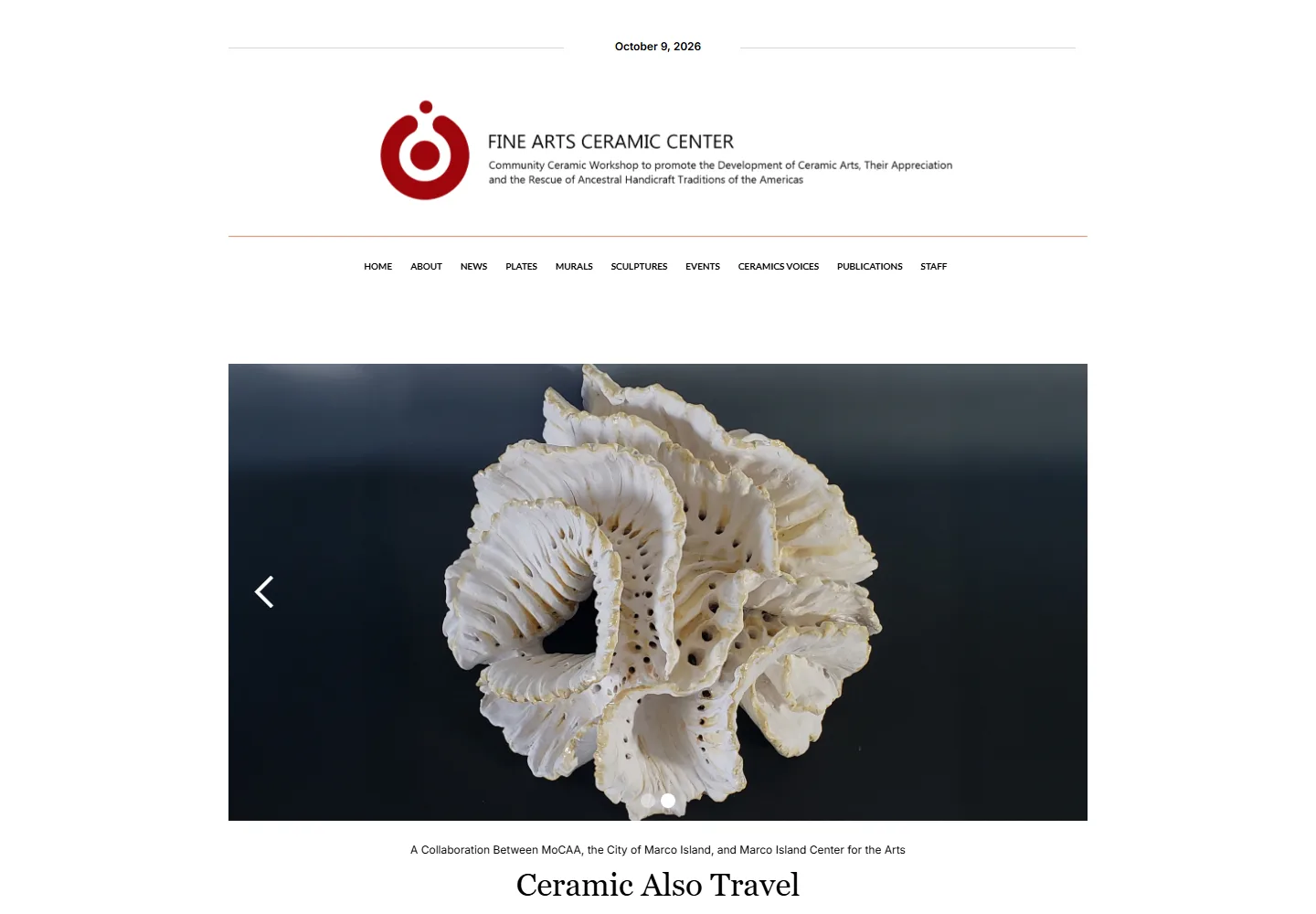 Fine Arts Ceramic Center — desktop view